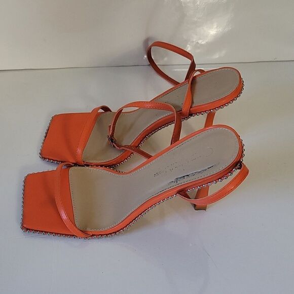 Wild Diva Open Toe Orange Stilettos - Picture 6 of 9